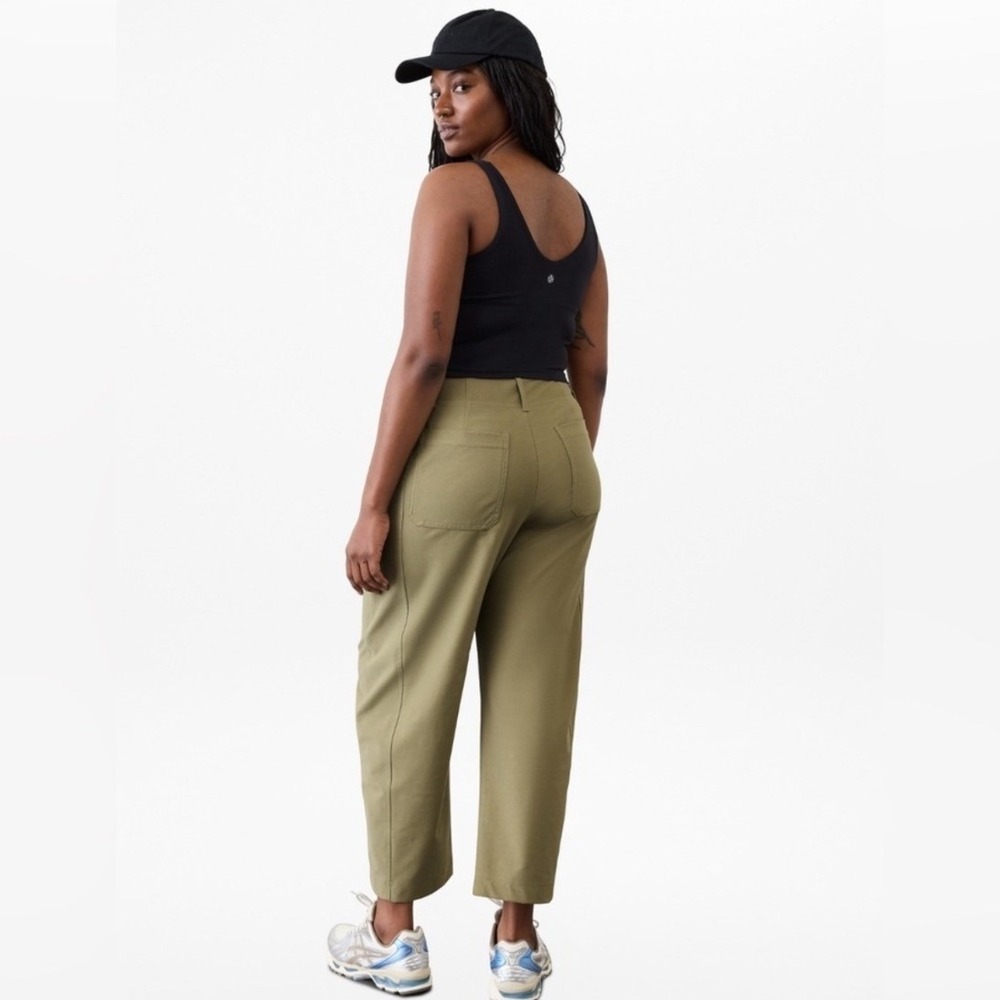 Athleta Skyline High Rise Barrel Leg Pant 12 Olive Branch Green - Picture 5 of 13
